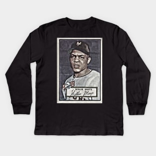 Wille Mays: 1952 Flashback Champs Kids Long Sleeve T-Shirt